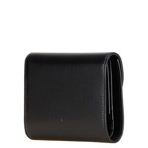 Celine Triomphe Tri Black Leather Flap Wallet fold
